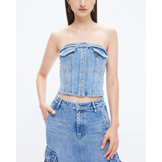 Cargo Style Denim Tube Top