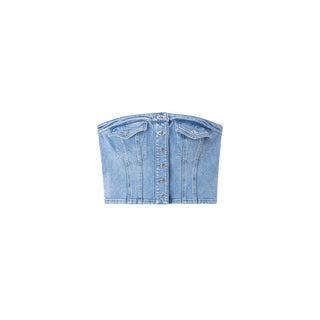 Cargo Style Denim Tube Top