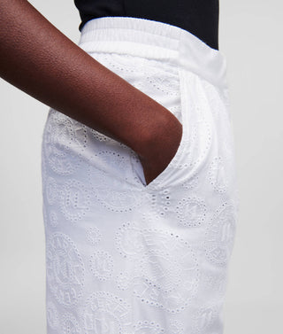 Anglaise white pants with embroidery