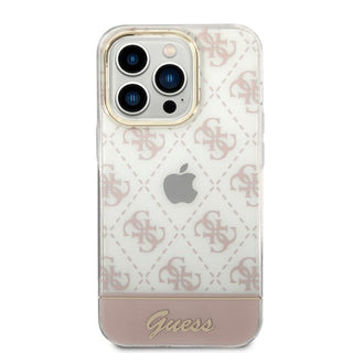Guess Iml Case Electroplated 4G Pattern Bottom Stripe Script Logo - iPhone 14 Pro