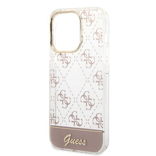 Guess Iml Case Electroplated 4G Pattern Bottom Stripe Script Logo - iPhone 14 Pro