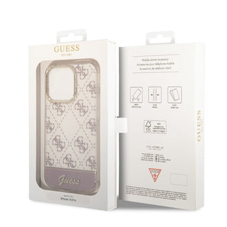 Guess Iml Case Electroplated 4G Pattern Bottom Stripe Script Logo - iPhone 14 Pro