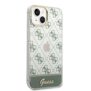 Guess Iml Case Electroplated 4G Pattern Bottom Stripe Script Logo - iPhone 14 Plus